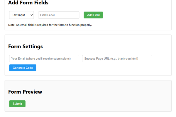 The Ultimate Contact Form Generator – A Game Changer for Website Owners Screenshot of the Contact Form Generator interface showing easy customization options.