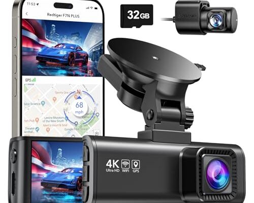 REDTIGER F7NP Dash Cam – 4K Front & Rear, GPS & WiFi!